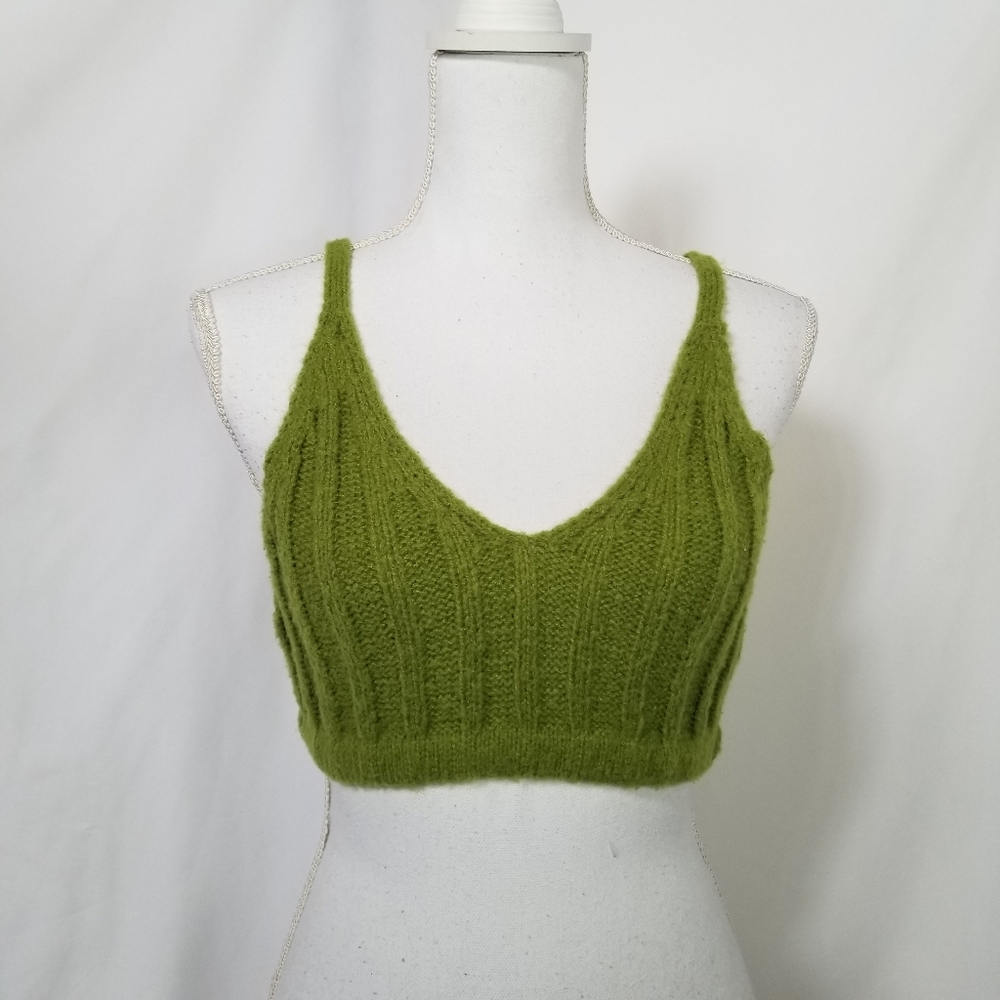 Double Zero Suze large Green Knit Crop Tank Top